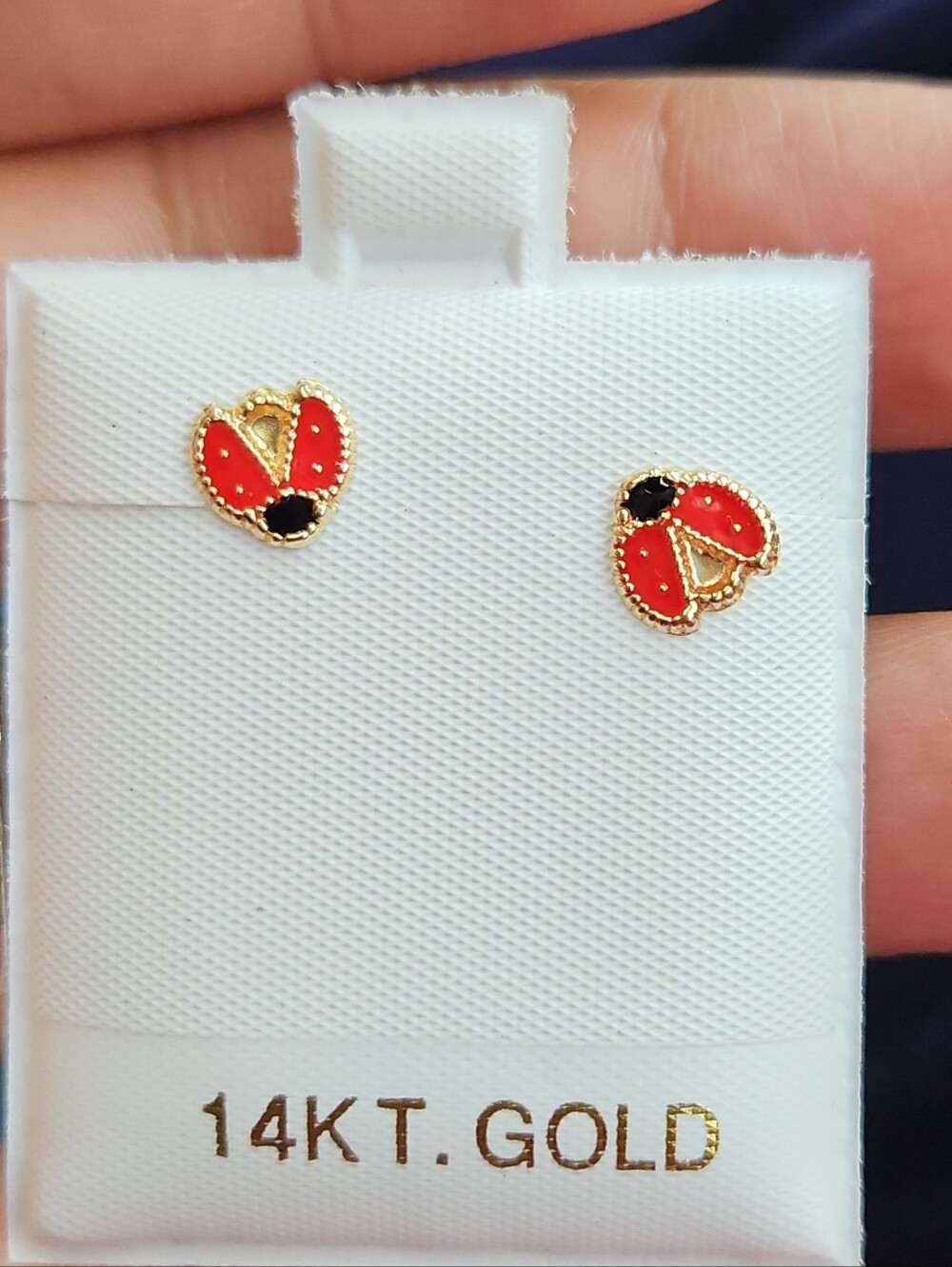 14ky Solid Gold Enamel Bug Studs